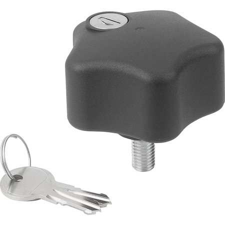 Kipp Five Lobe Grip Lockable, D1=68 M10X20, Plastic Black Grey, Comp:Steel K1378.6810X20